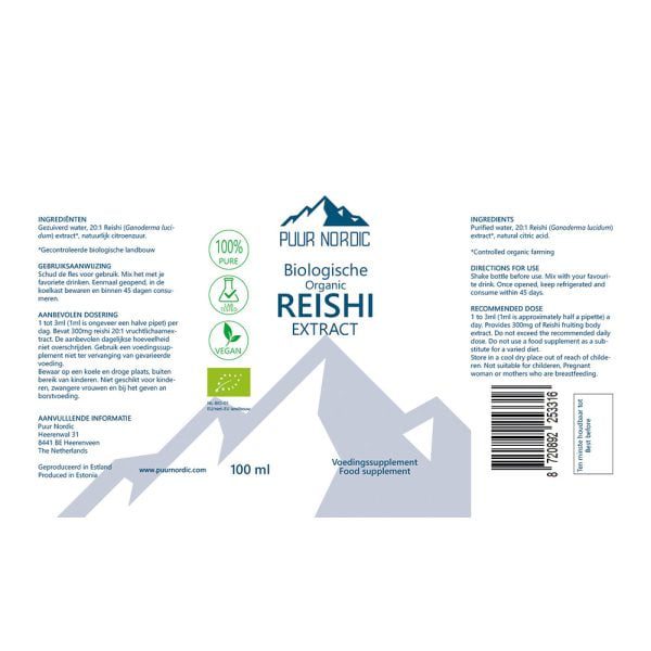 Biologische Reishi Extract 100ml Label